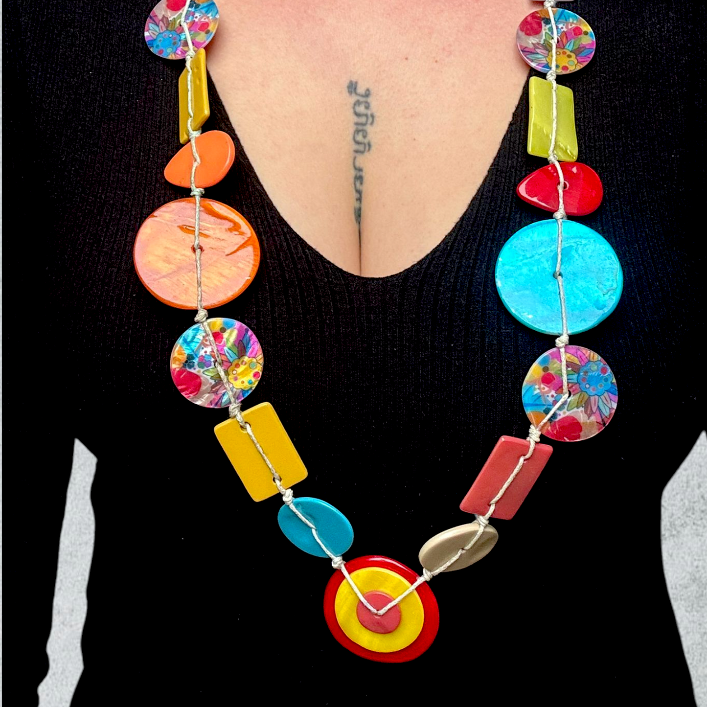 Colorful Geometric Resin Necklace