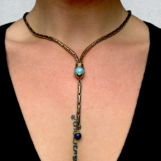 Long Y Necklace with Turquoise Stones