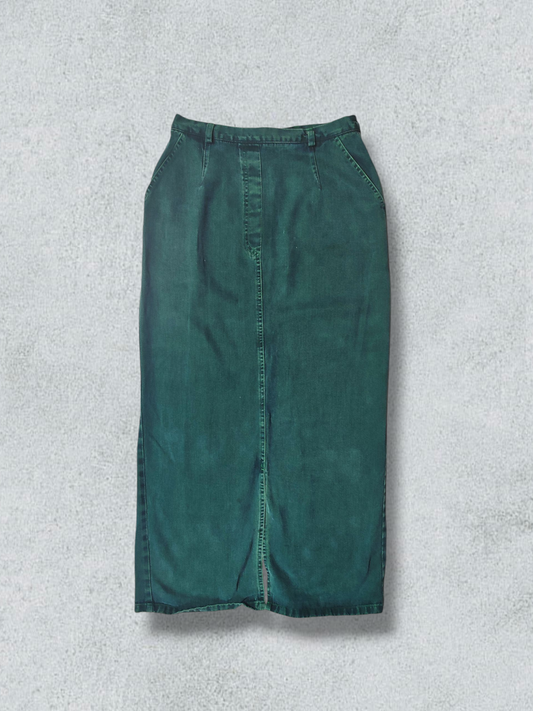 Long Dark Green Skirt With Slit