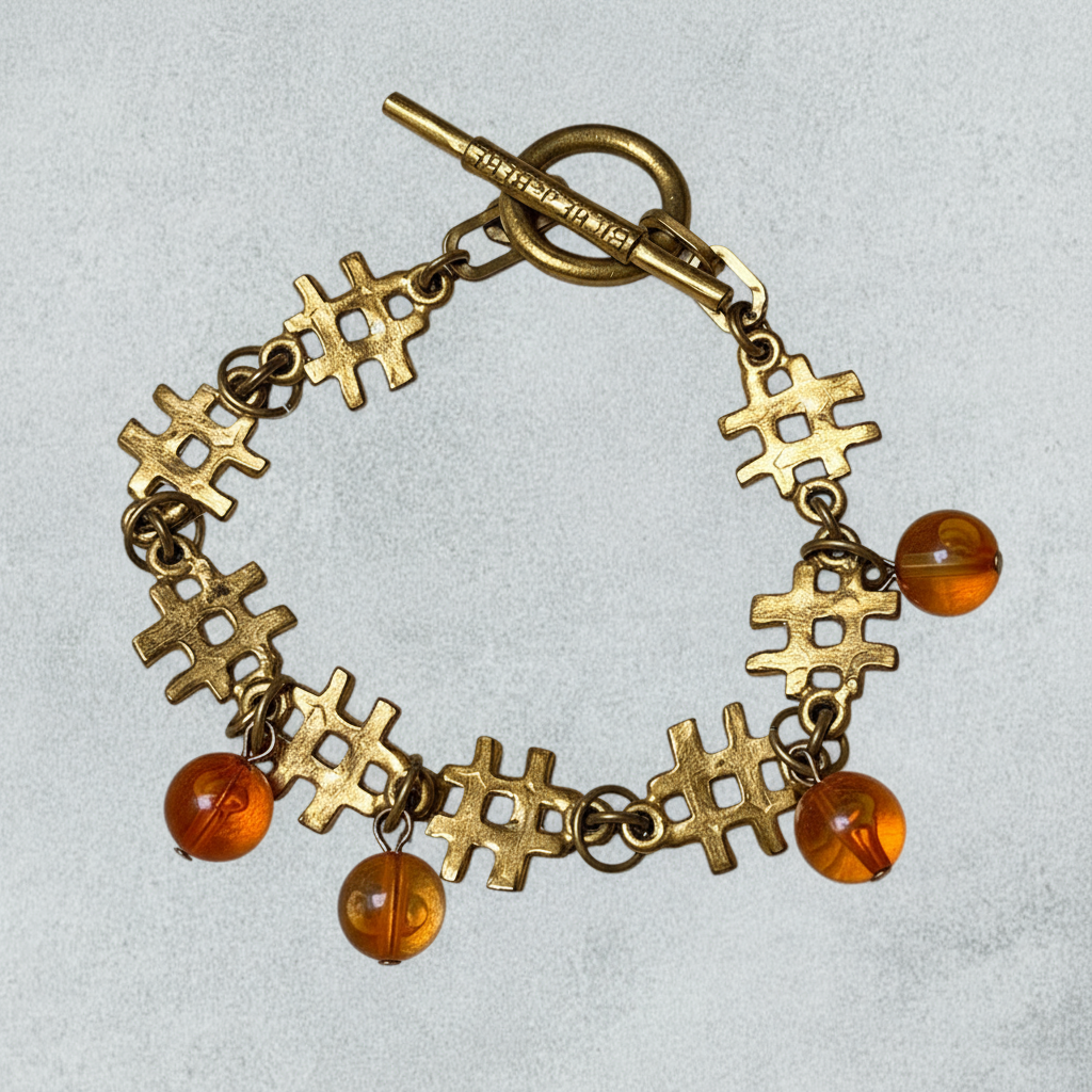 Gold Bracelet with Amber Charms
