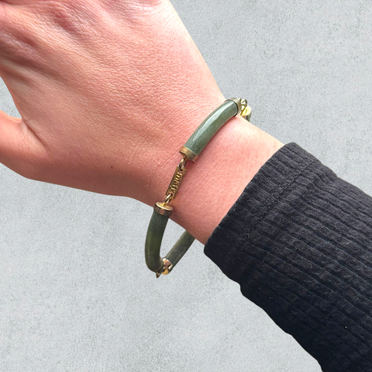 MATY Vintage Bracelet In Green Jade And Gold