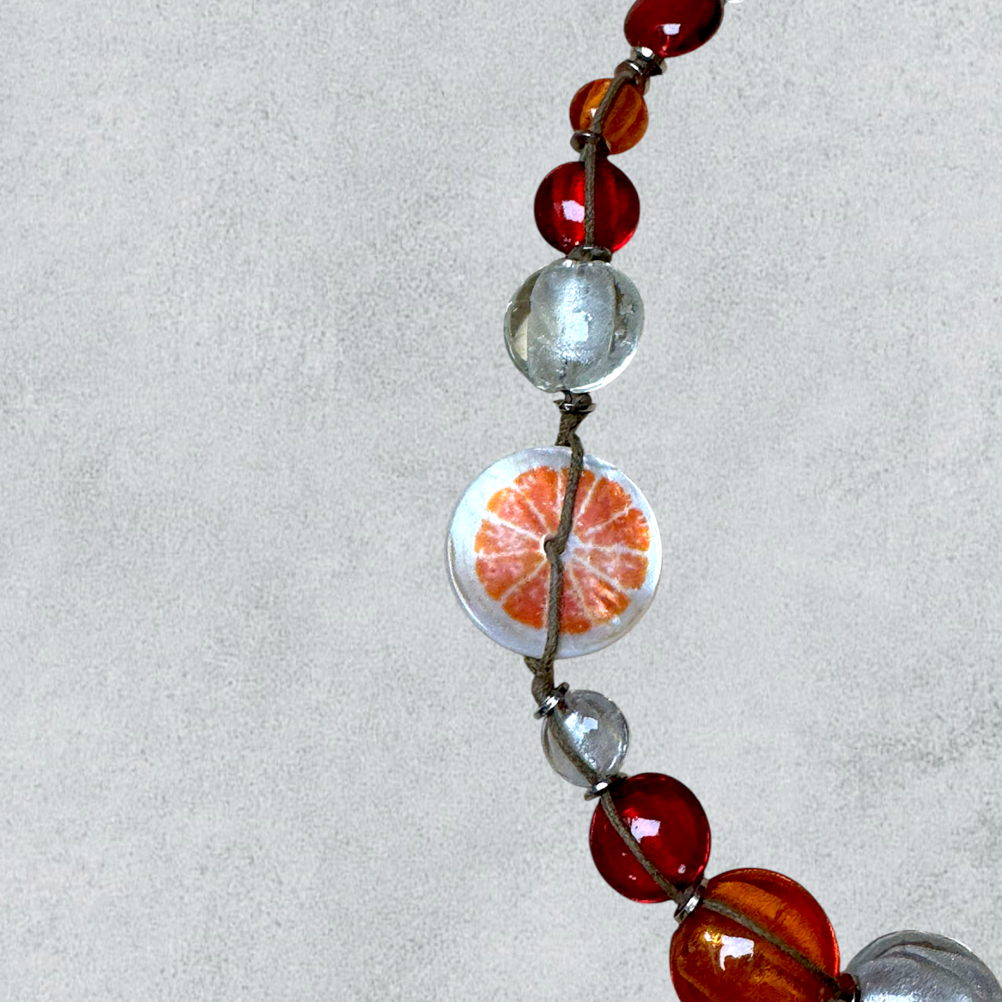 Citrus & Amber Glass Bead Necklace