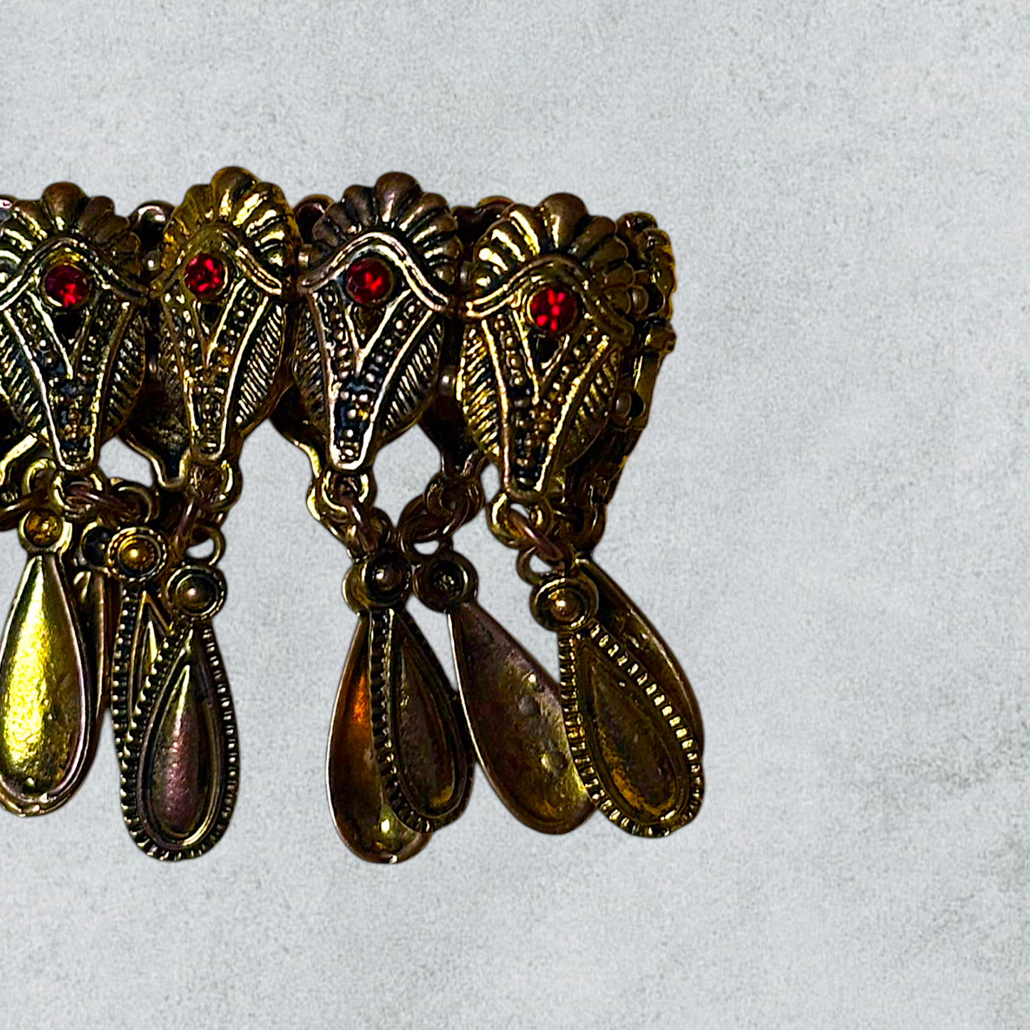 Ethnic Style Bracelet, Golden Decorations And Drop-Shaped Pendants