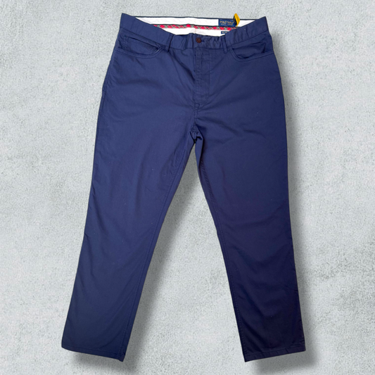 Ralph Lauren Tailored Fit Pants Stretch Navy Blue Chino - NABE vintage