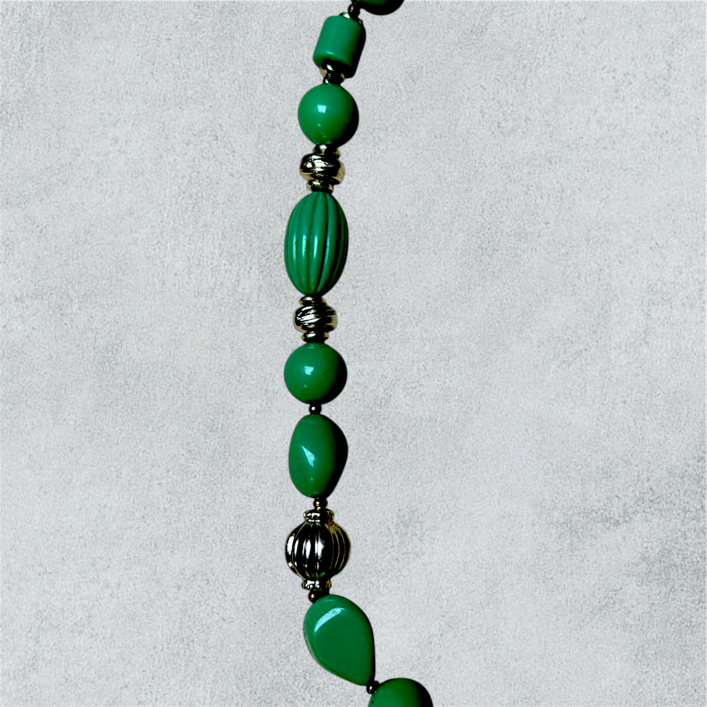 Vintage Green & Gold Tone Spacer Beaded Necklace