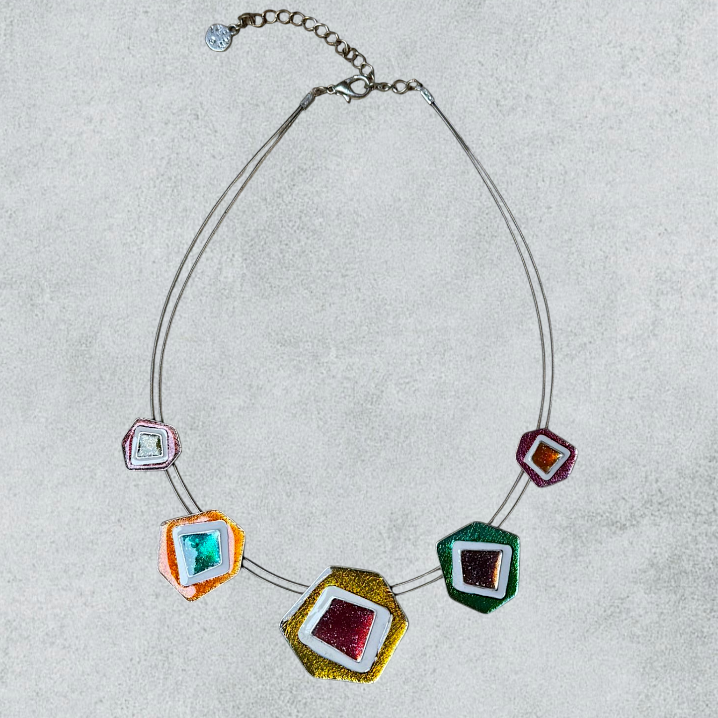 Multicolored Ikita Geometric Pattern Necklace