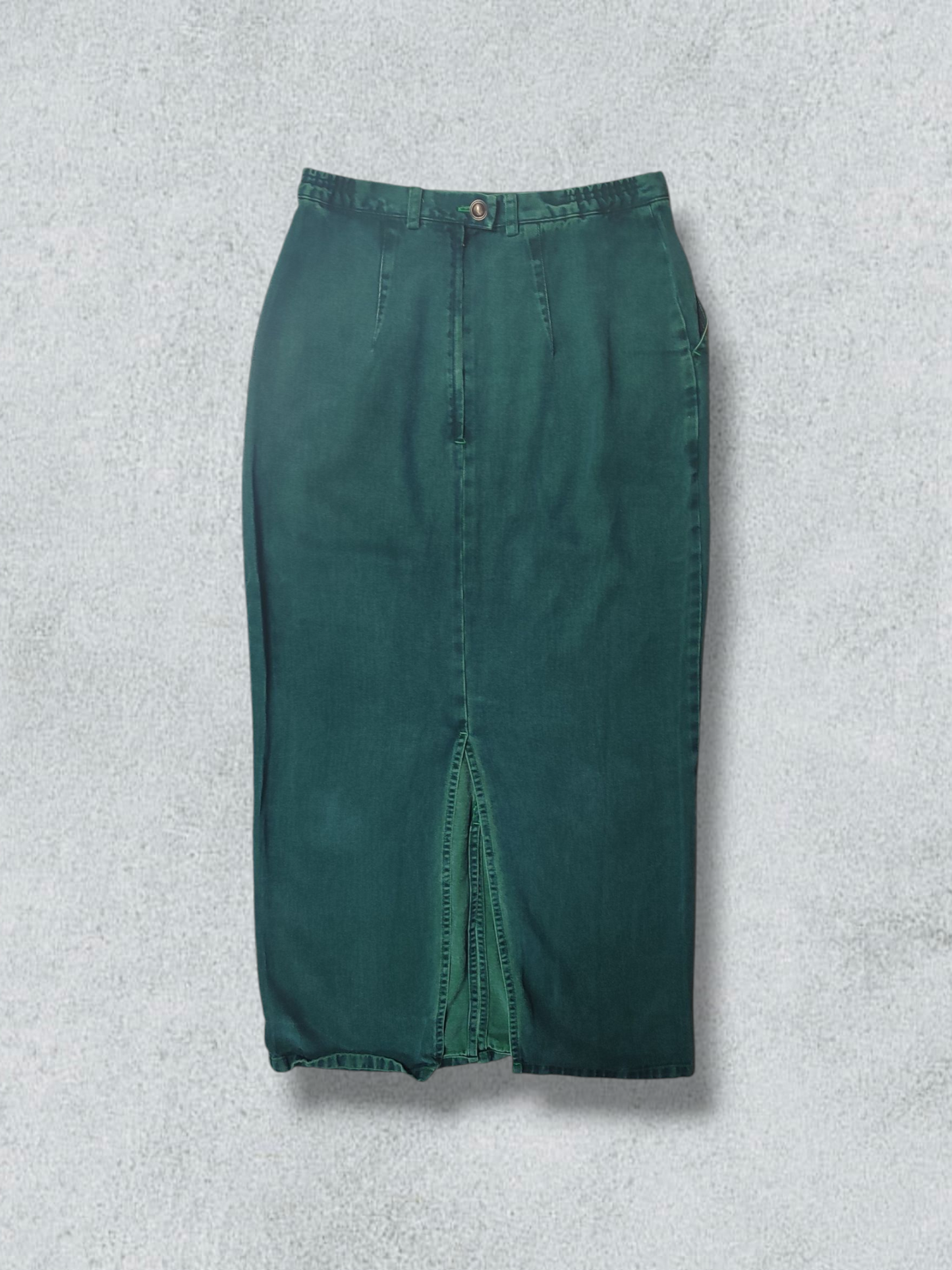 Long Dark Green Skirt With Slit