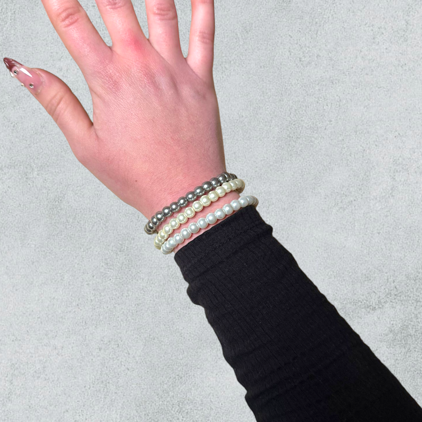 Elastic Pearl Bracelet White And Grey