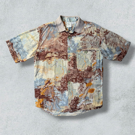 Vintage poloshirt - Shortsleeved Crazy Pattern Shirt Abstract Oversized Unisex 80s 90s
