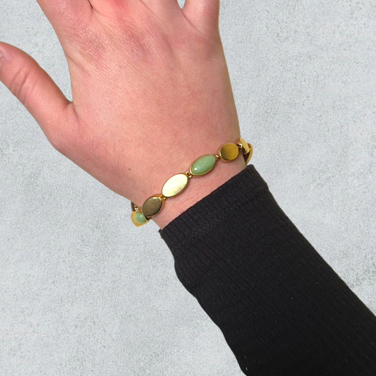 Green & Bronze Oval Bracelet