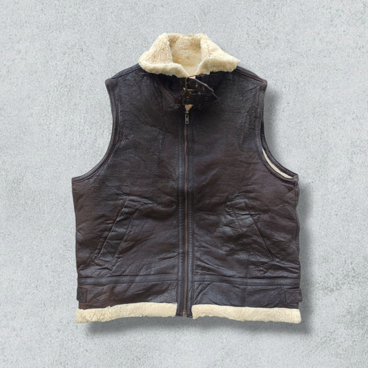 Men’s Brown Vintage B3 Bomber Vest Aviator Winter Jacket