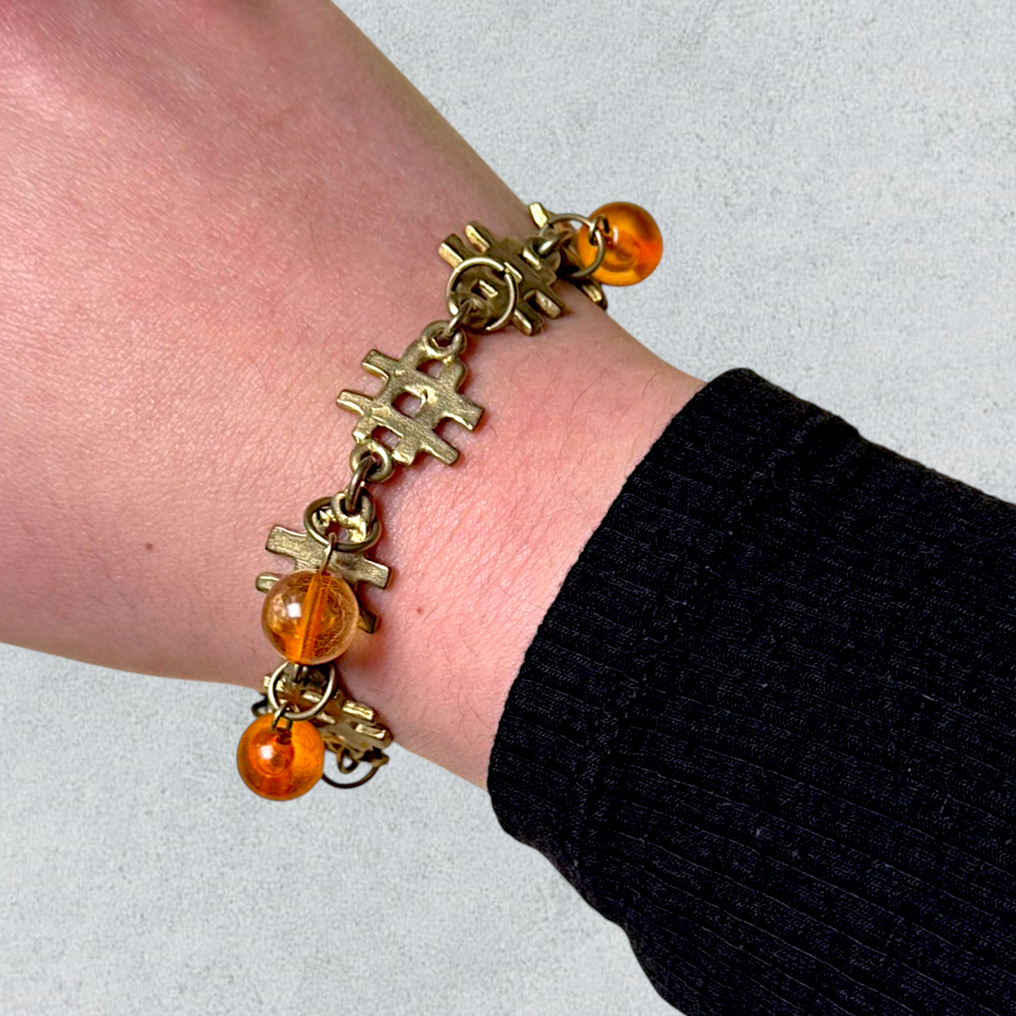 Gold Bracelet with Amber Charms