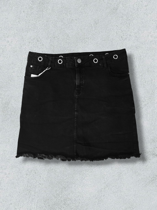 Black Denim Skirt With Silver Studs