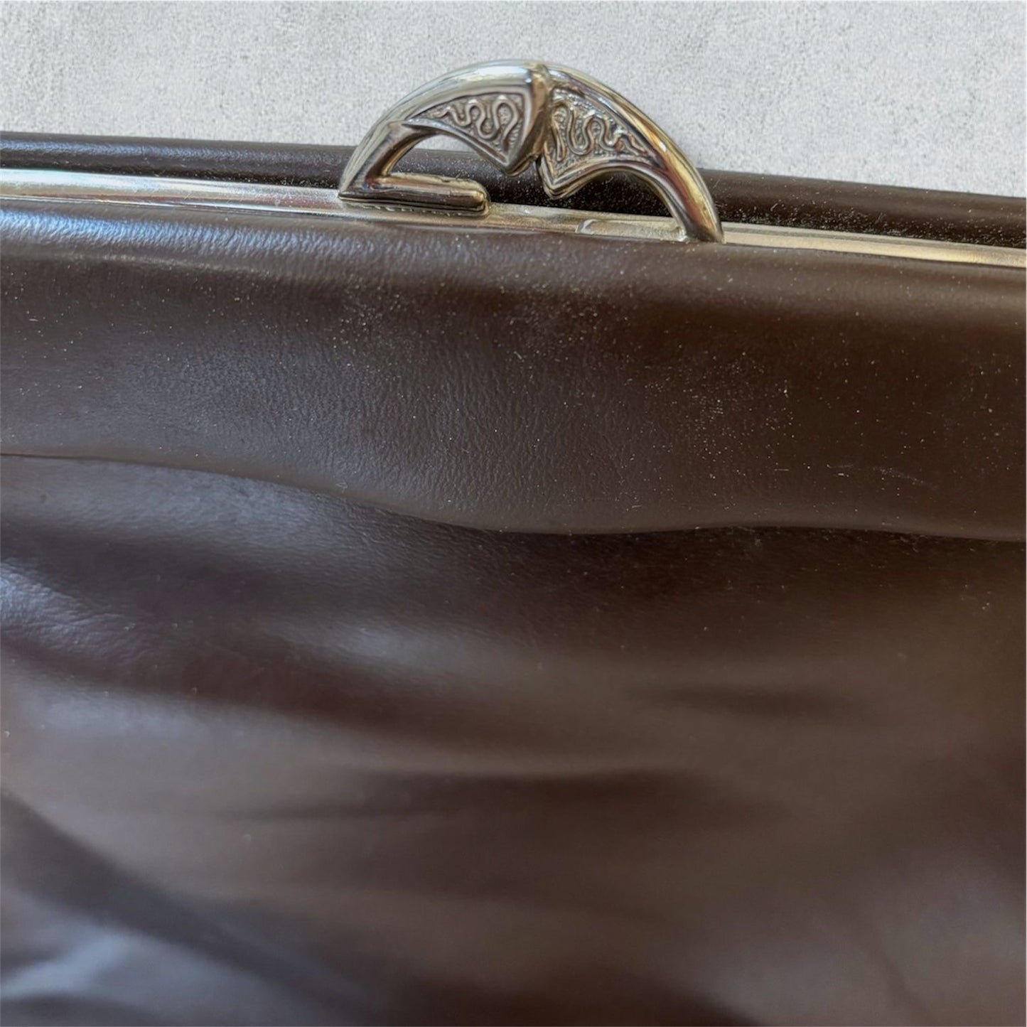 Vintage Brown Leather Bag With Handle - NABE vintage