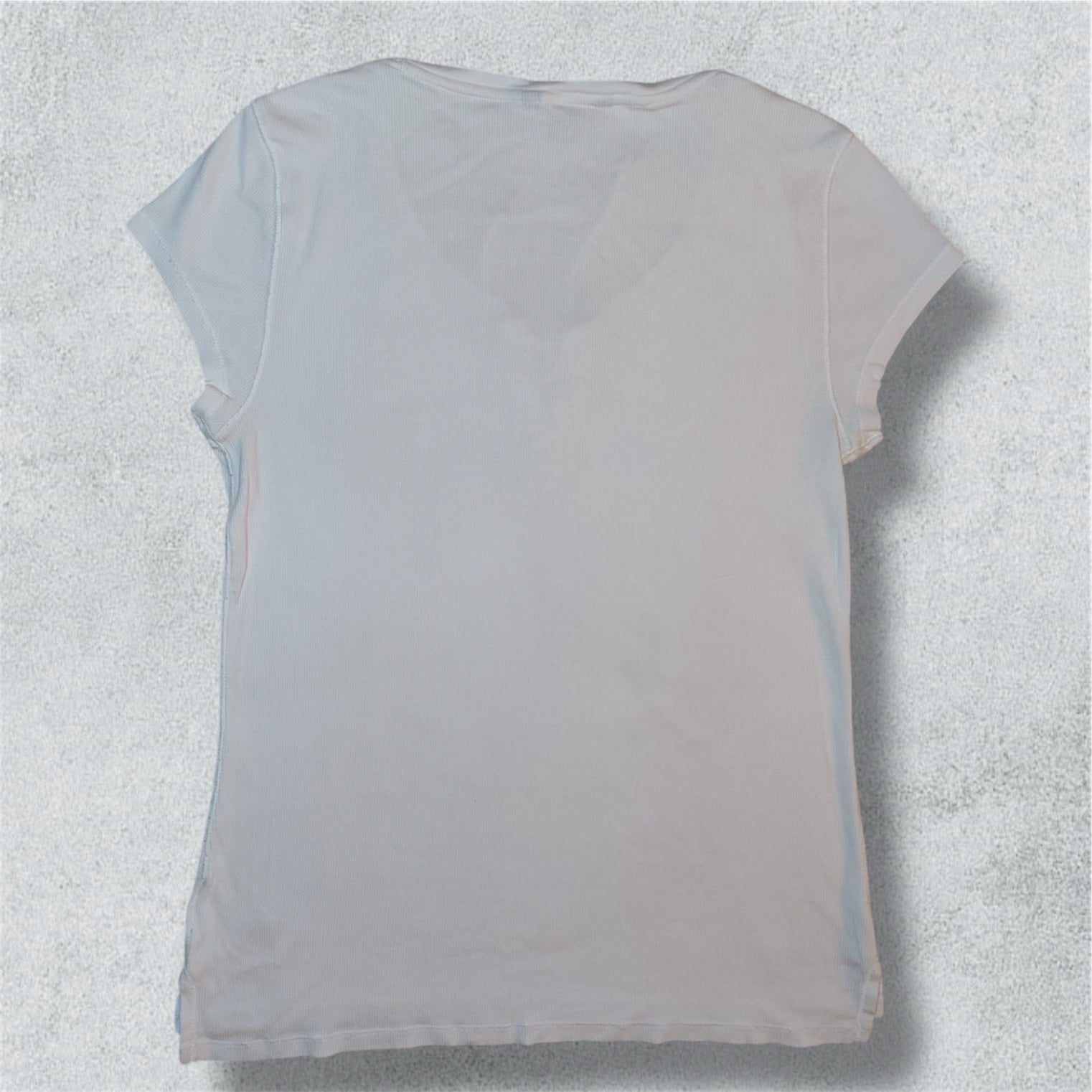 Ralph Lauren White Ribbed Lace Up Short Sleeve Top (L) - NABE vintage