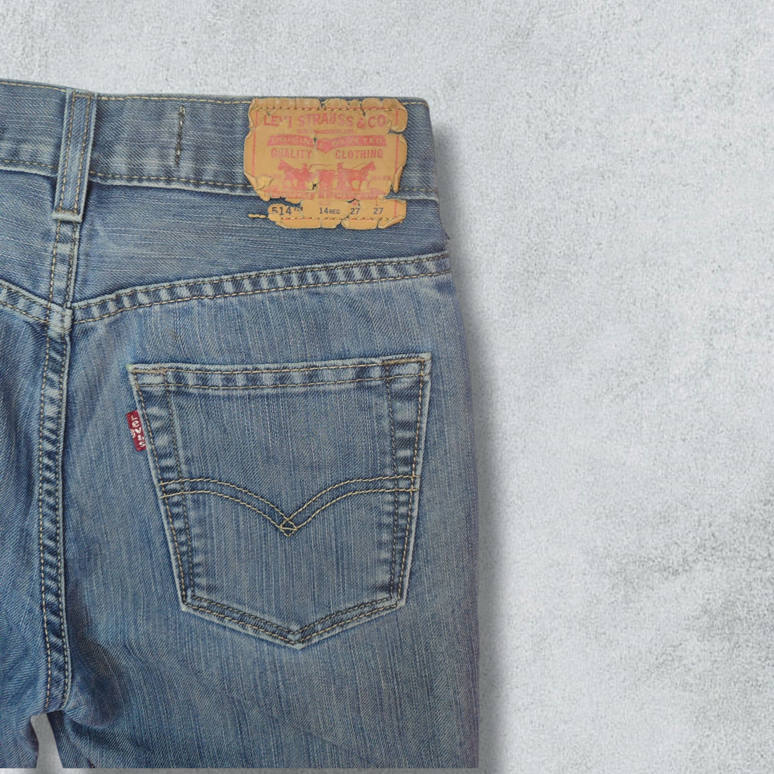 Levis 514 Slim Straight Boys Blue Denim Jeans - NABE vintage