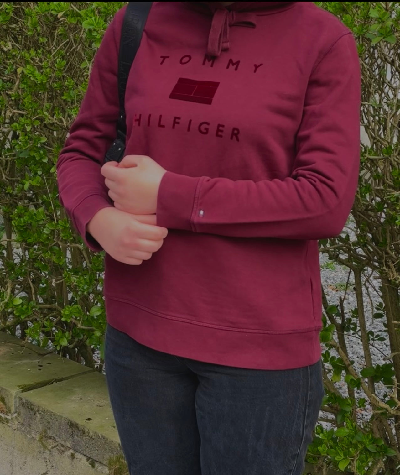 Tommy Hilfiger Burgundy Velvet Hoodie (XL) - NABE vintage